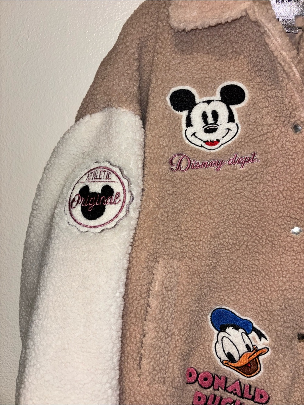Disney X Forever 21 Varsity Sherpa Jacket Mickey Mouse women L - Picture 3 of 5